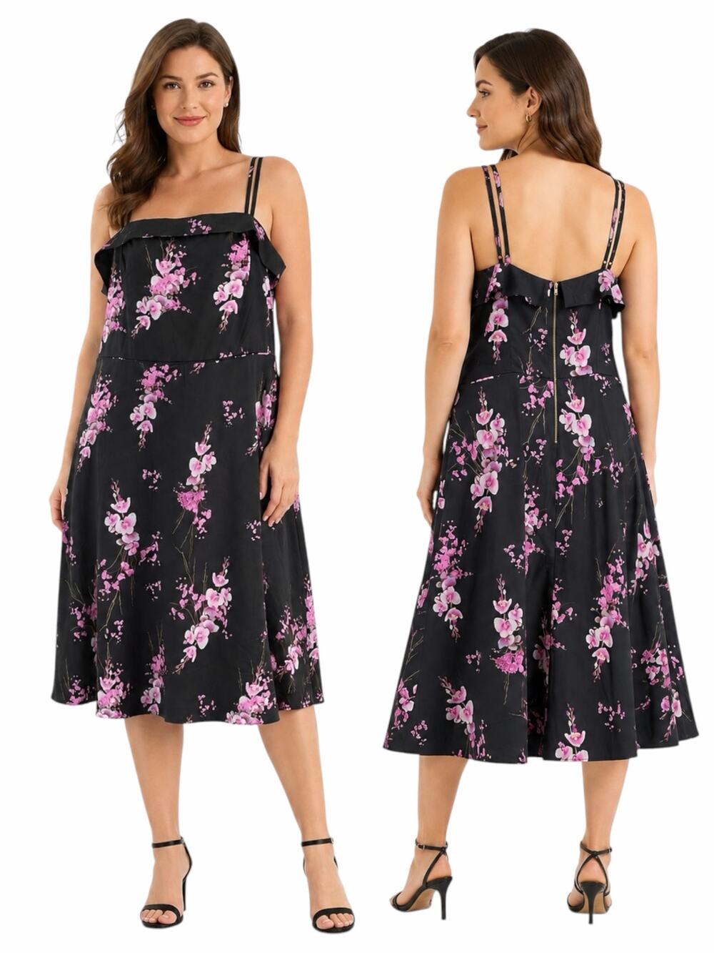 City Chic Holiday Romance Floral Print Fit & Flare Dress Size 14